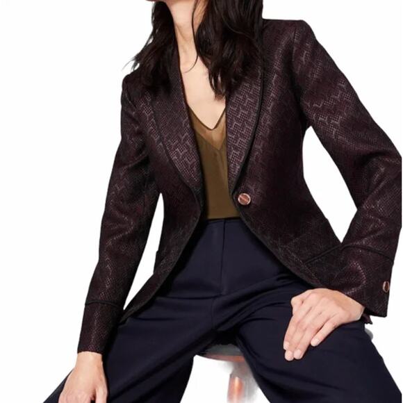 TED BAKER Helgaa Jacquard Brocade Blazer Purple Grape {3M6}